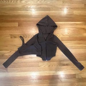 SHEIN Matching Sweatshirt/Bra Set
